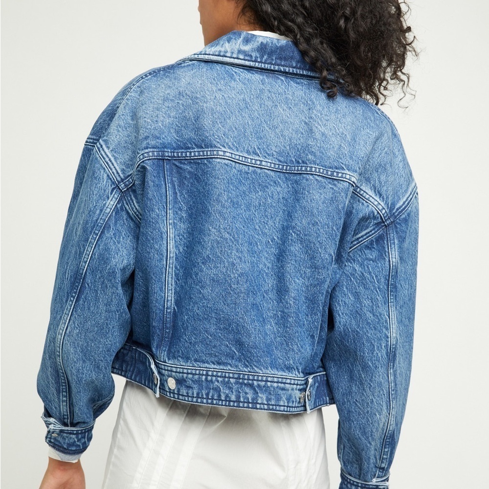 Free People Now Or Never Denim Crop Trucker Jacket - Picture 3 of 13